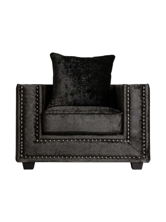Fauteuil carré chic noir satiné