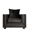 Fauteuil carré chic noir satiné