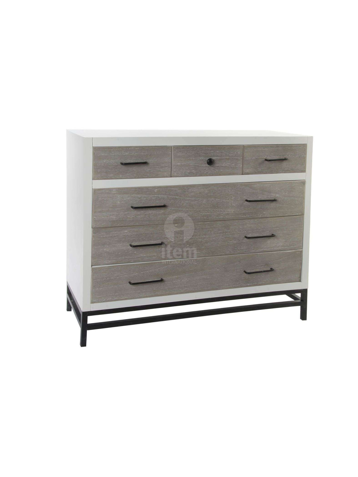 Commode contemporaine blanche tiroirs cendrés