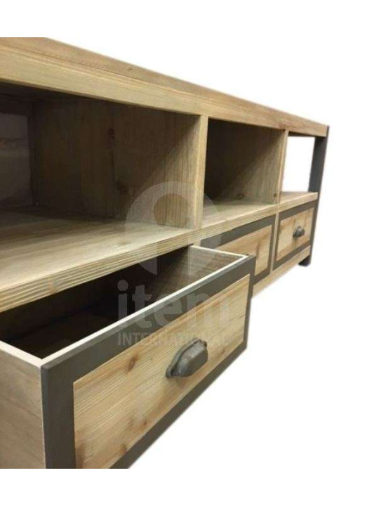 Meuble télé industriel métal bois robuste