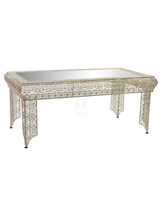 Table basse marocaine en fer sculpté et miroir