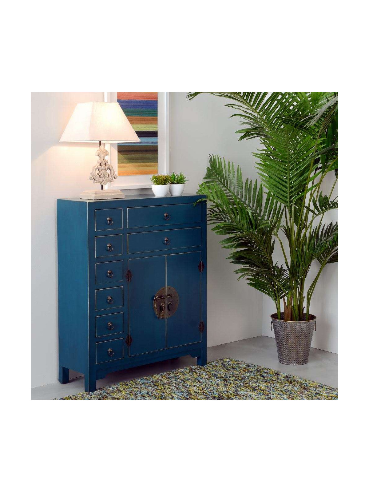 Buffet chinois bleu canard