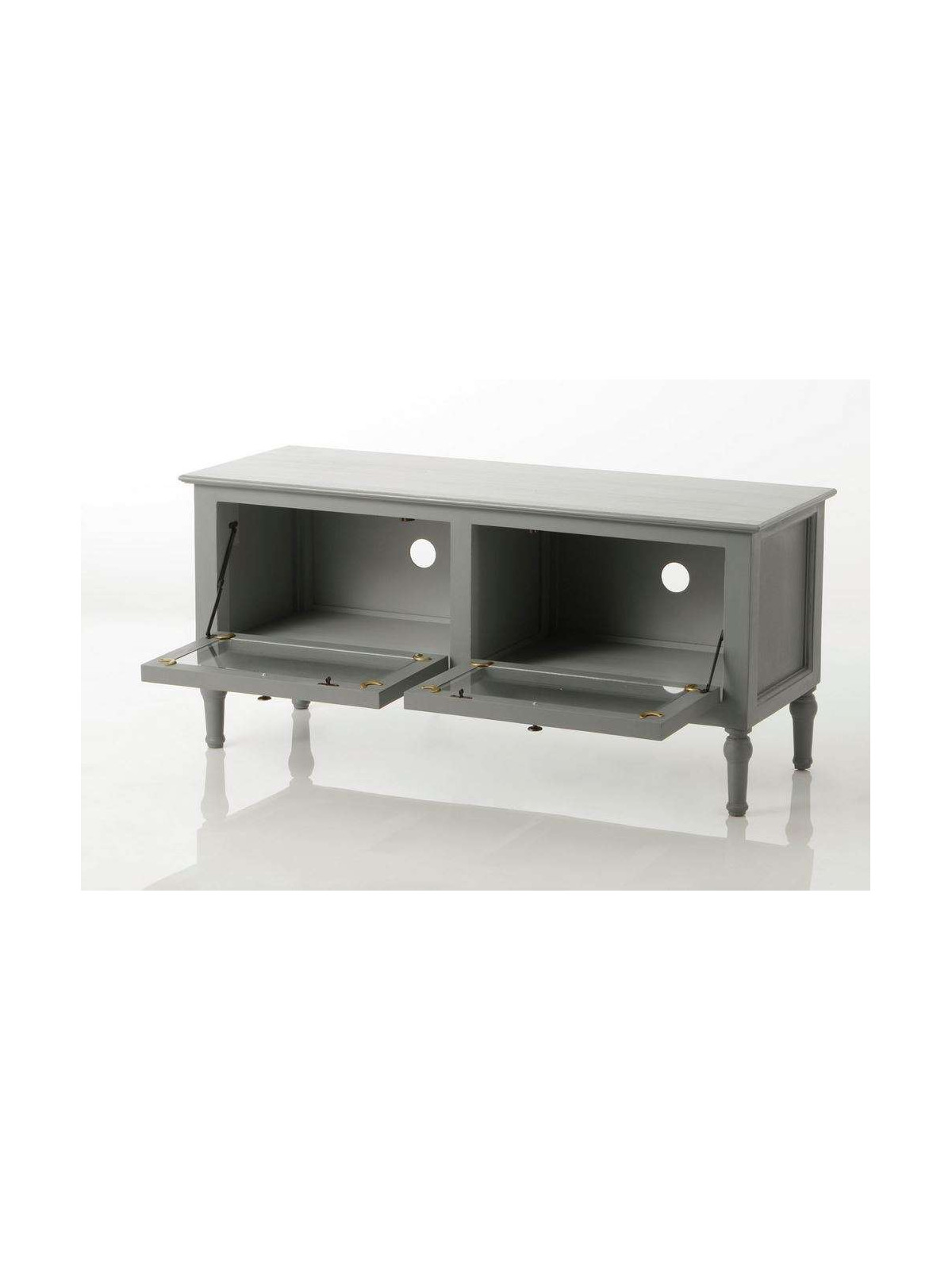 Meuble TV vitré gris
