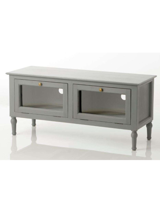 Meuble TV vitré gris