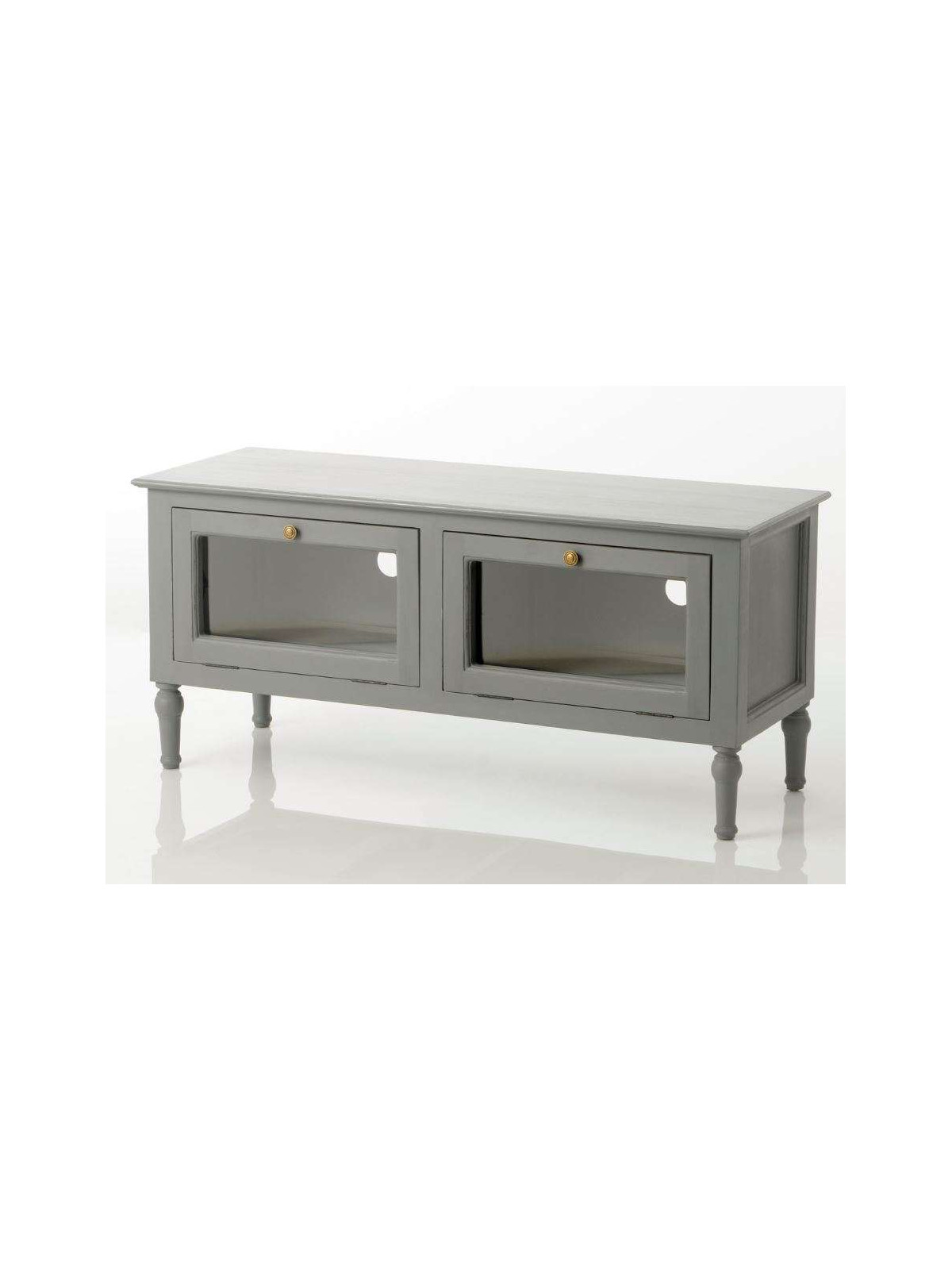 Meuble TV vitré gris