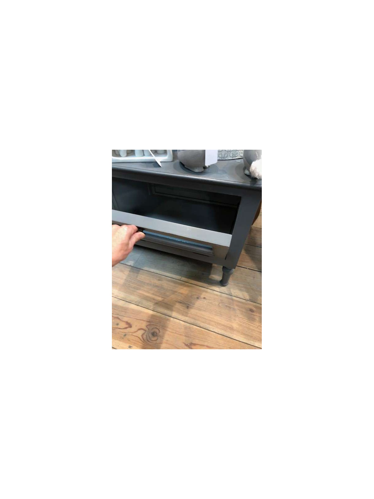 Meuble TV vitré gris