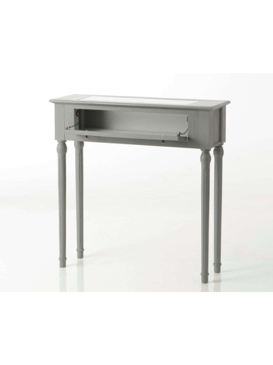 Console grise 80 cm plateau verre Adèle