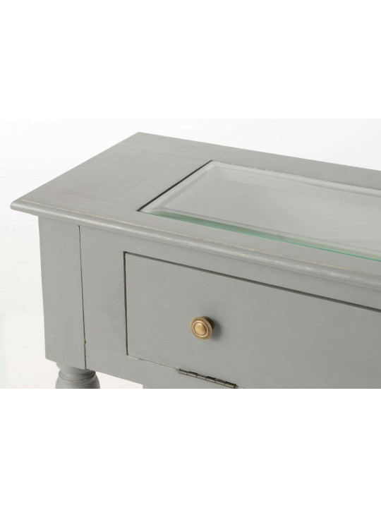 Console grise 80 cm plateau verre Adèle