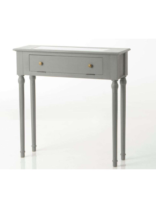 Console grise 80 cm plateau verre Adèle