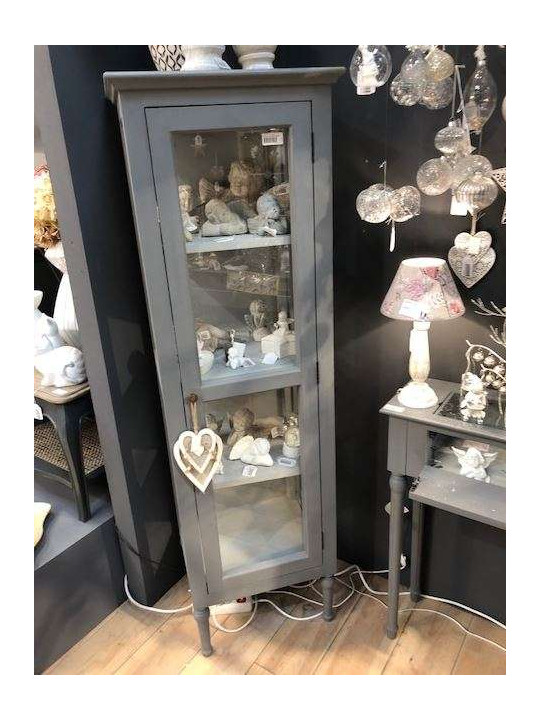 Meuble vitrine gris Adèle