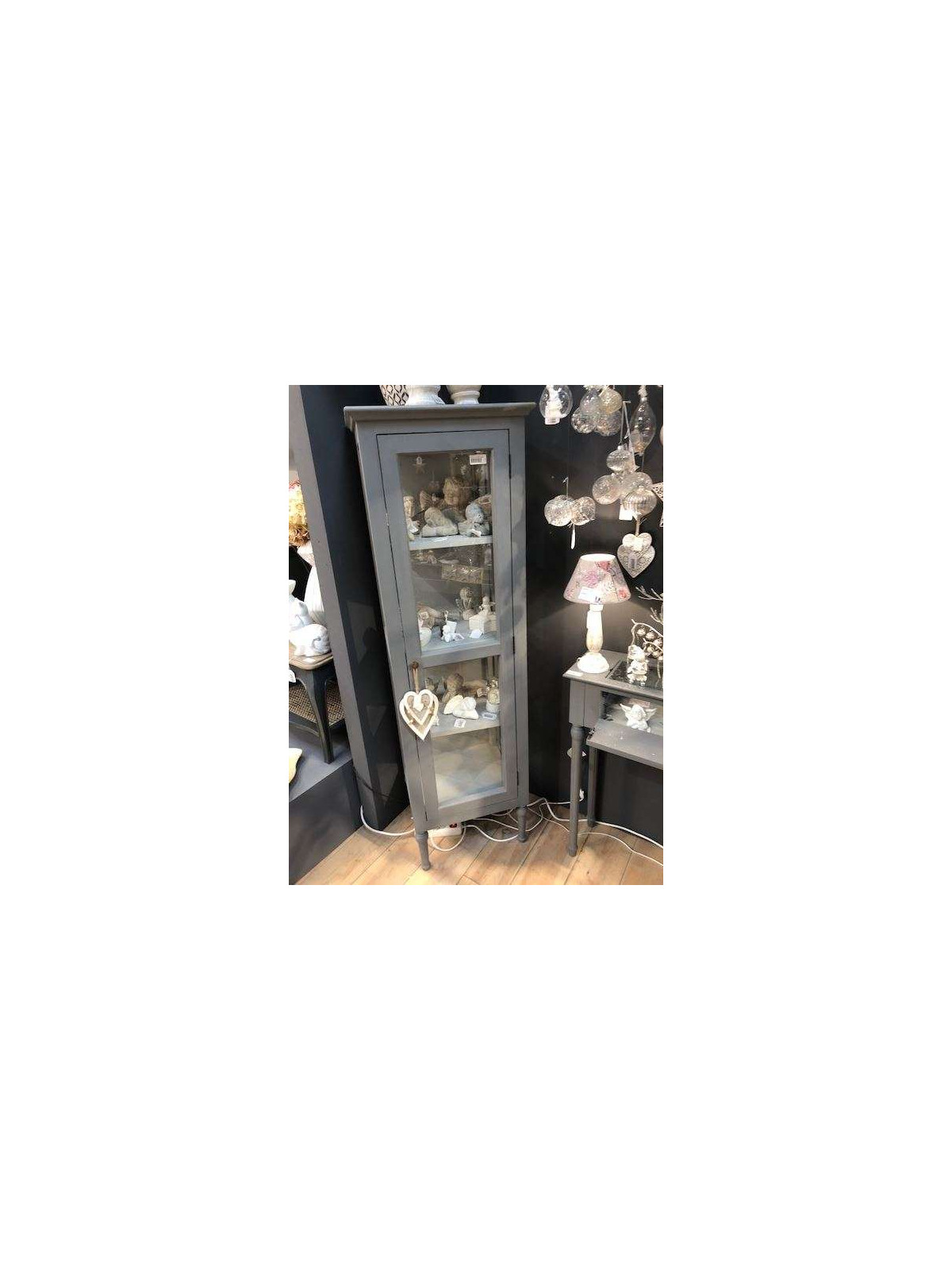 Meuble vitrine gris Adèle