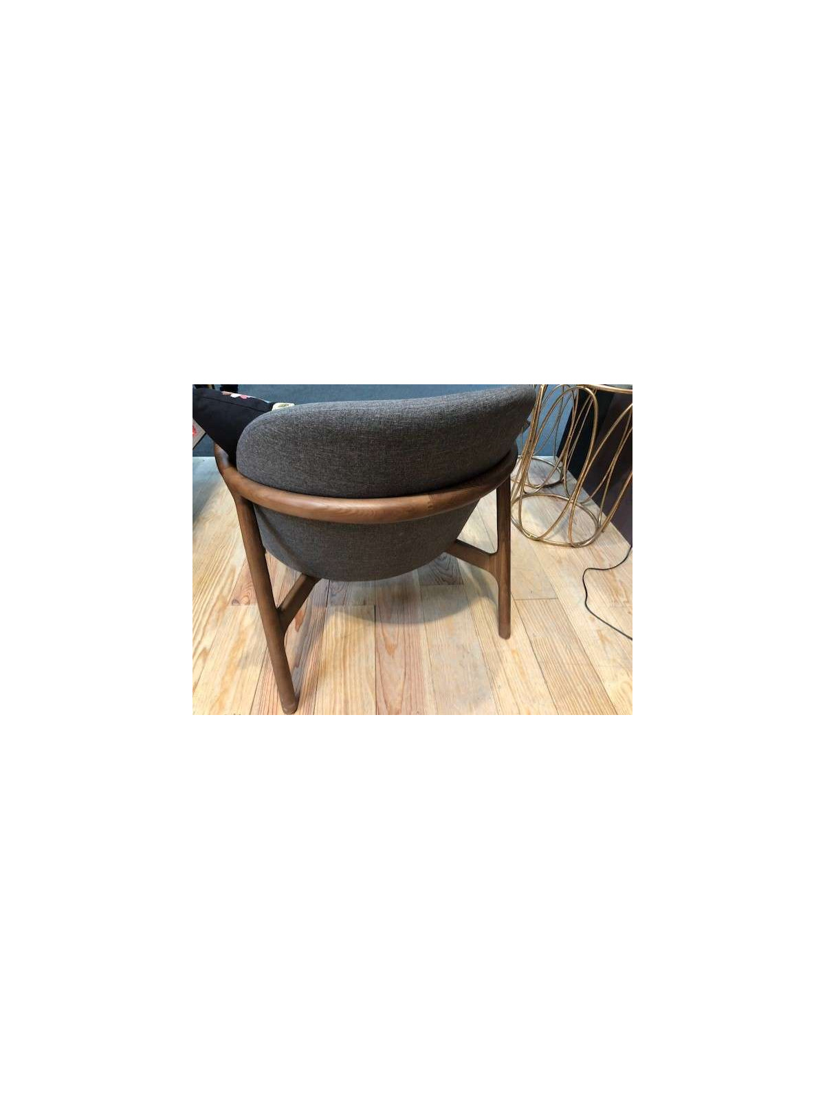 Fauteuil rétro lin gris
