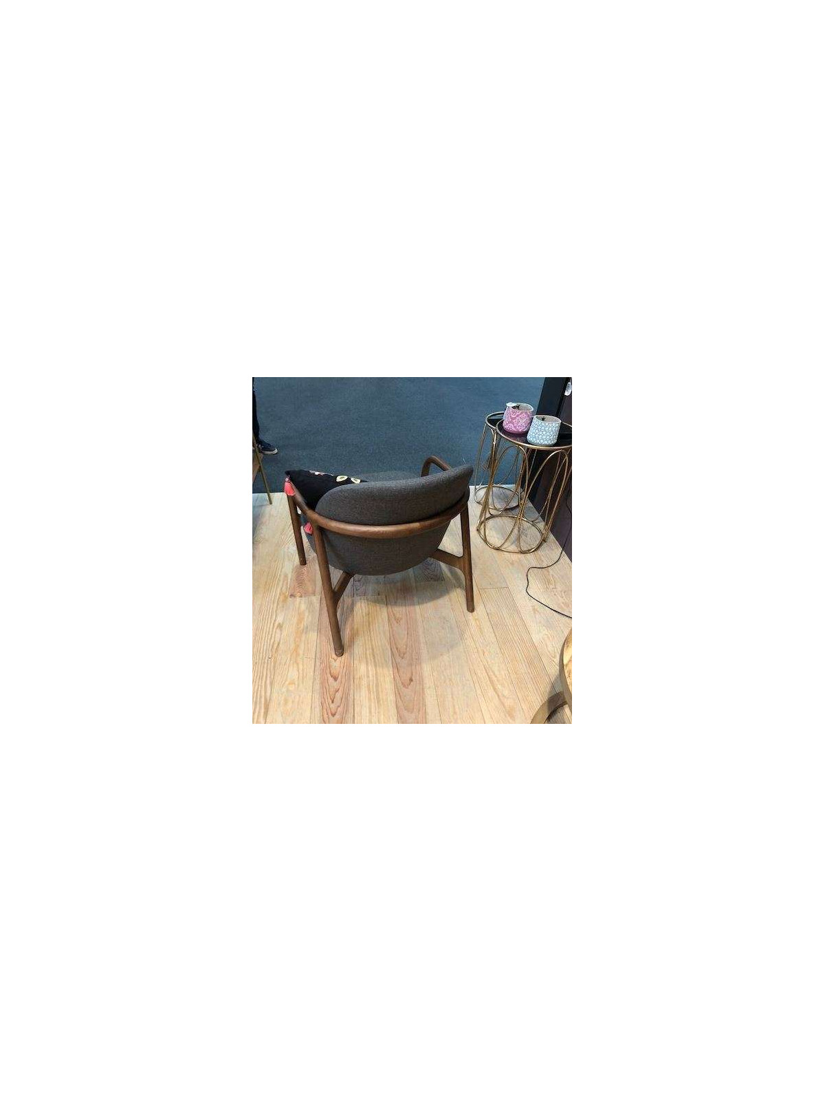 Fauteuil rétro lin gris