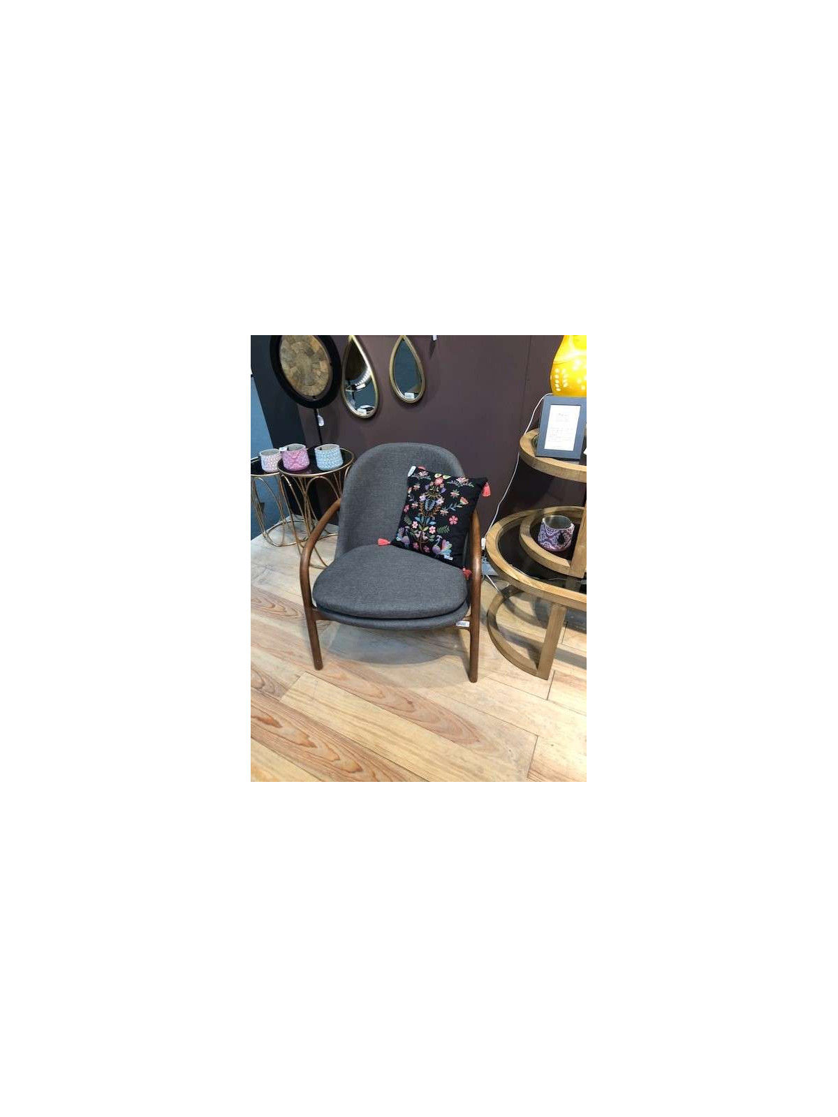 Fauteuil rétro lin gris