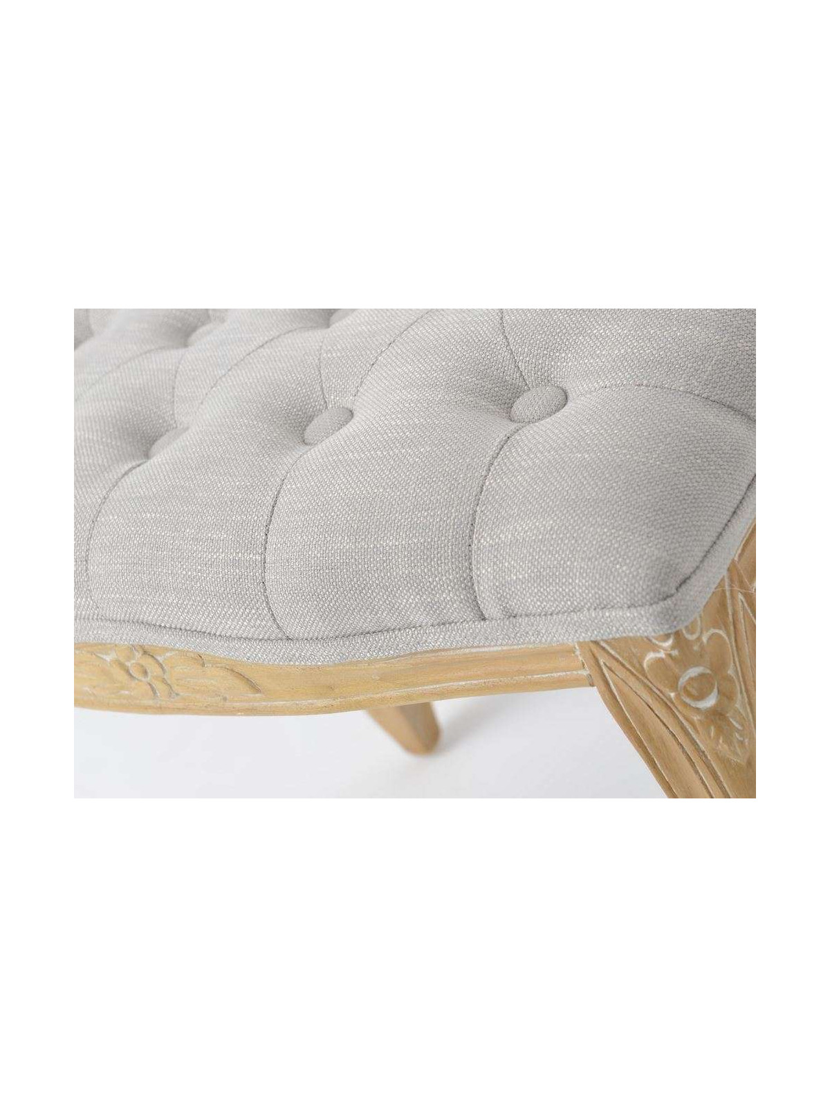 Tabouret capitonné galbé gris cérusé