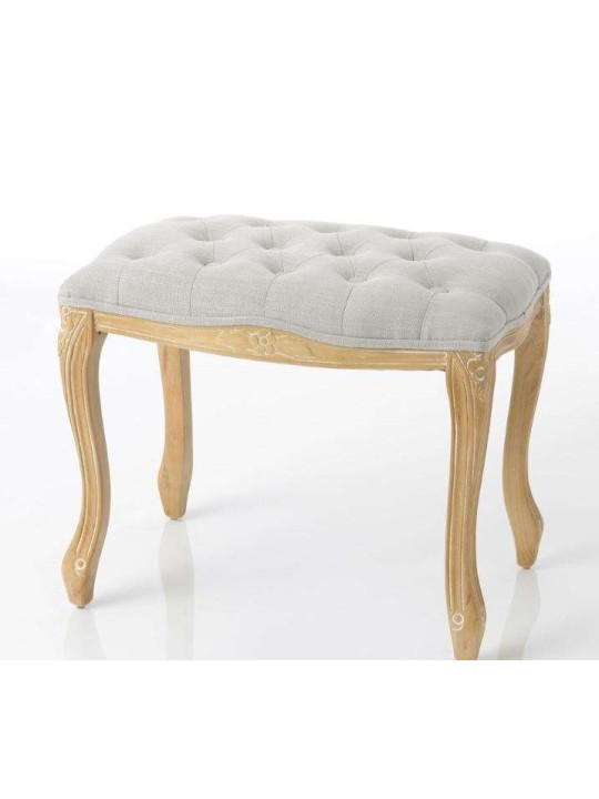 Tabouret capitonné galbé gris cérusé Tabouret capitonné galbé gris cérusé