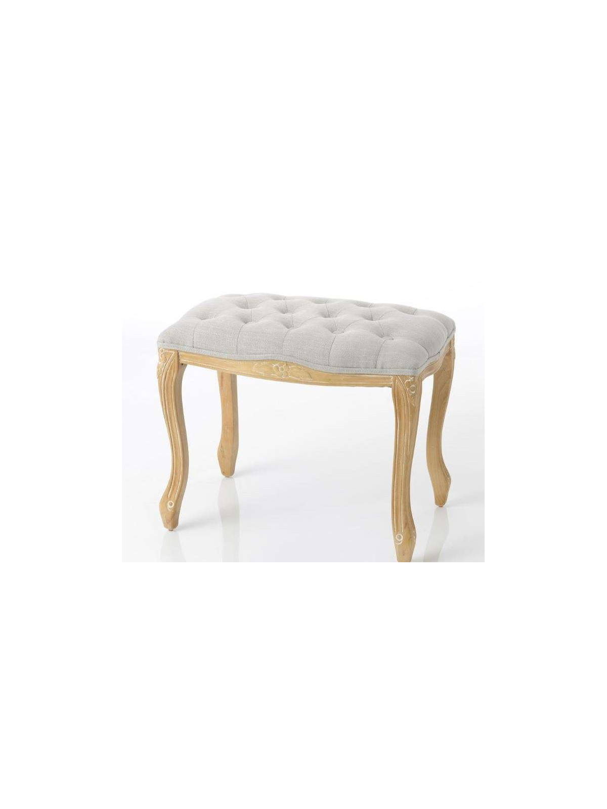 Tabouret capitonné galbé gris cérusé