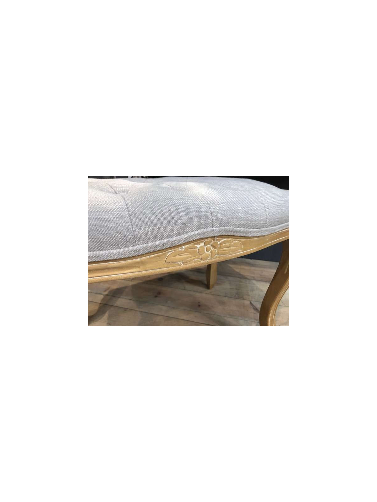 Tabouret capitonné galbé gris cérusé