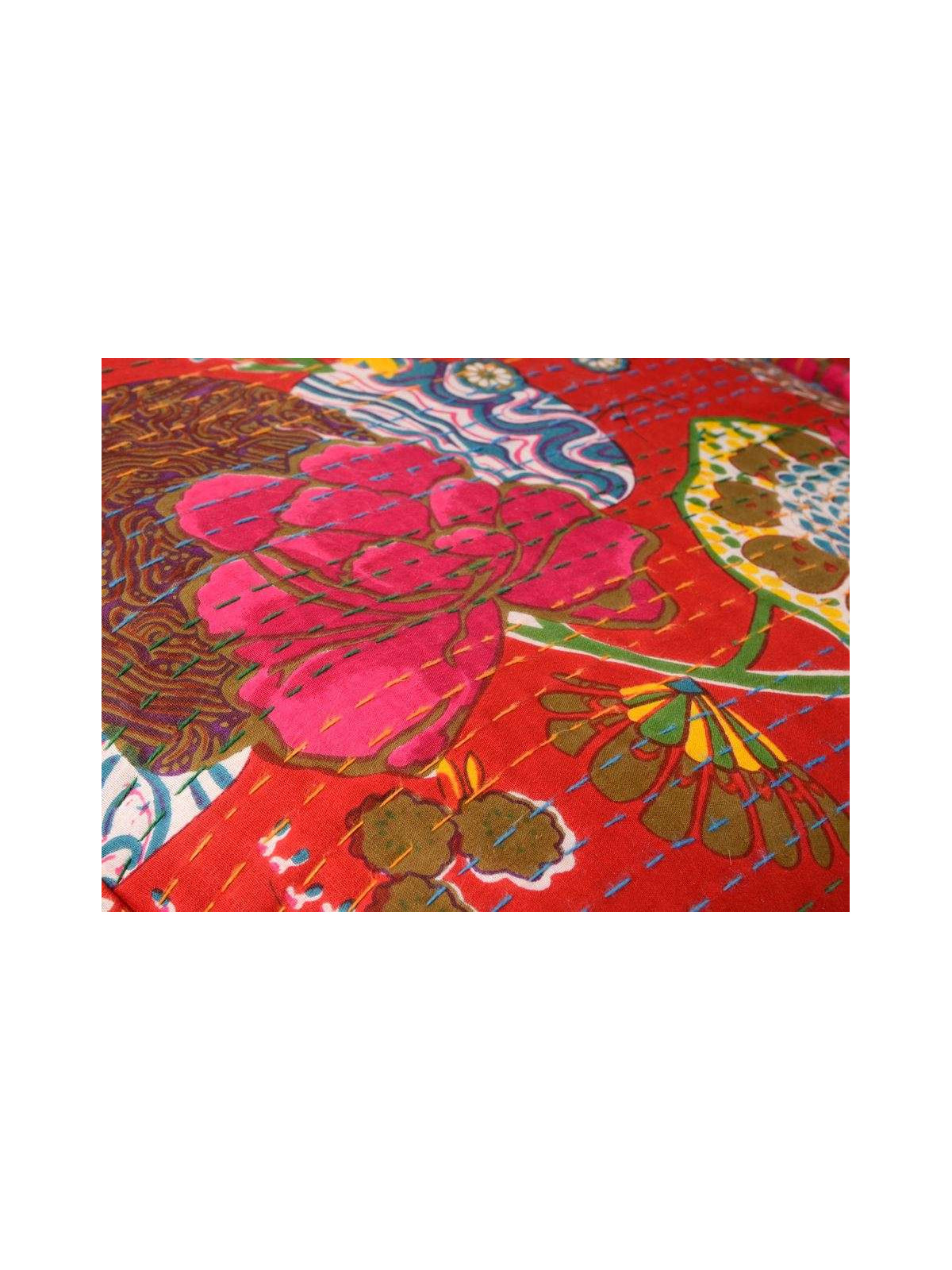 Pouf coffre capitonné coloré tropical