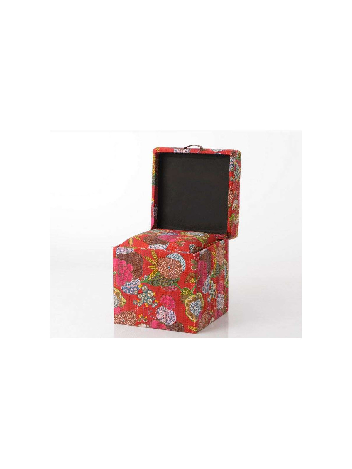 Pouf coffre capitonné coloré tropical