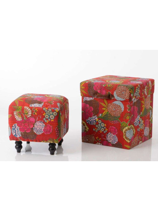 Pouf coffre capitonné coloré tropical Pouf coffre capitonné coloré tropical