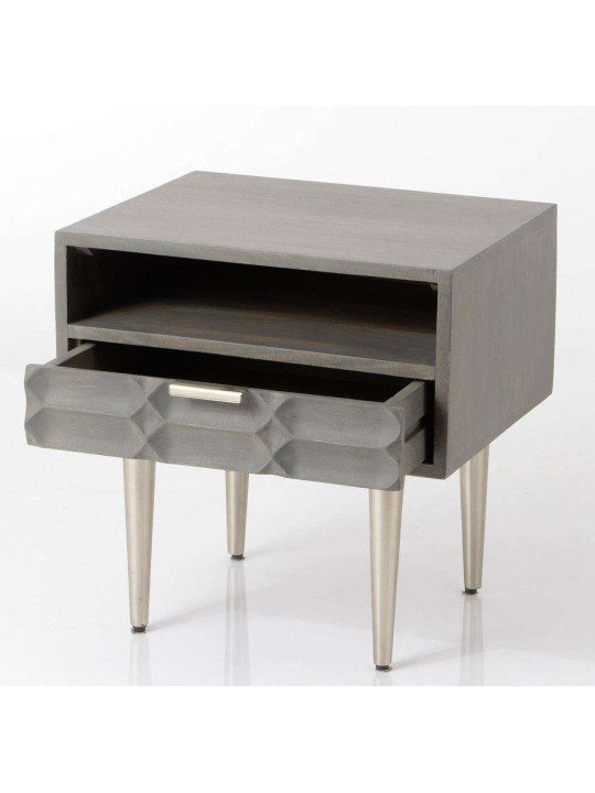 Table de nuit grise moderne relief