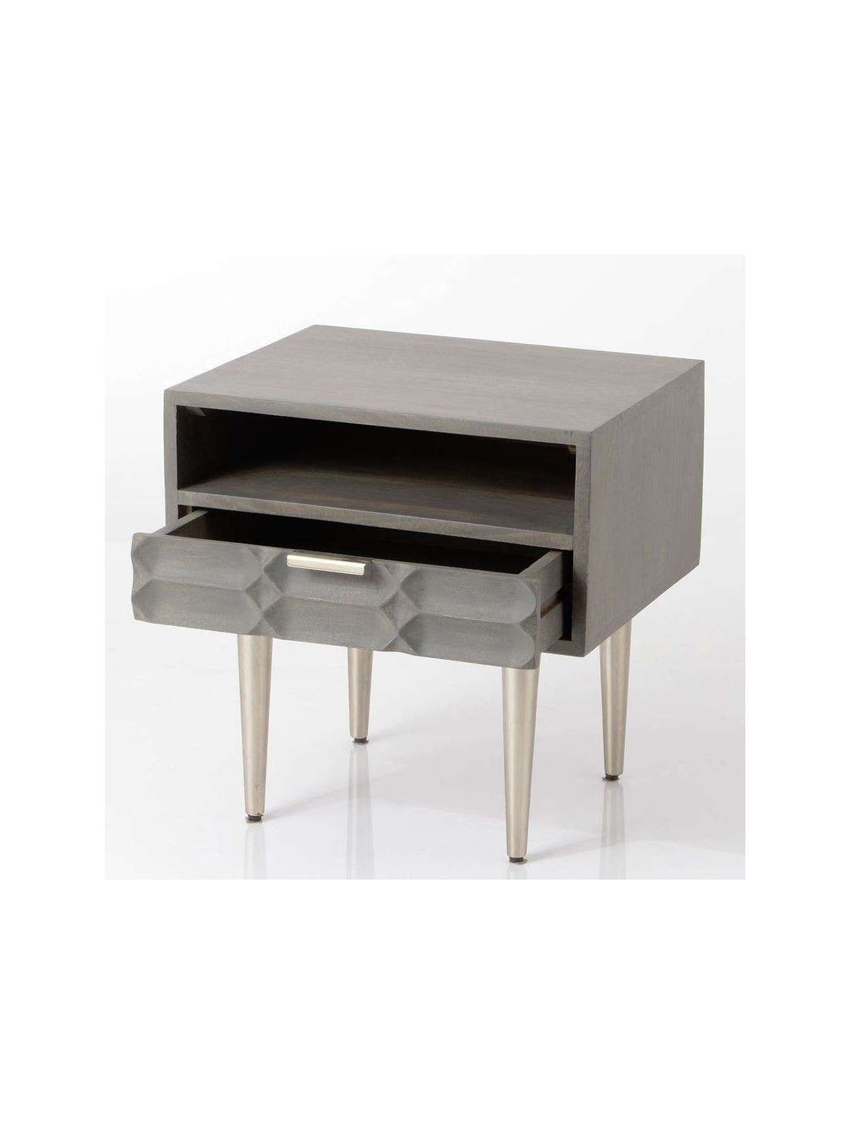 Table de nuit grise moderne relief