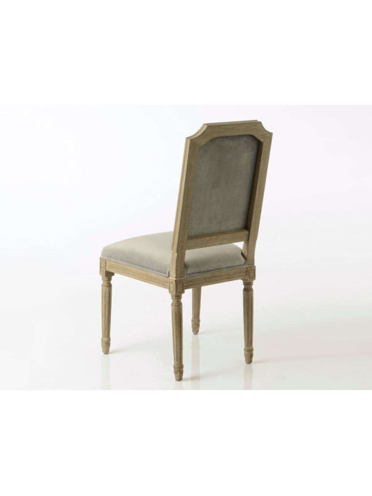 Chaise Louis XVI cérusée velours gris