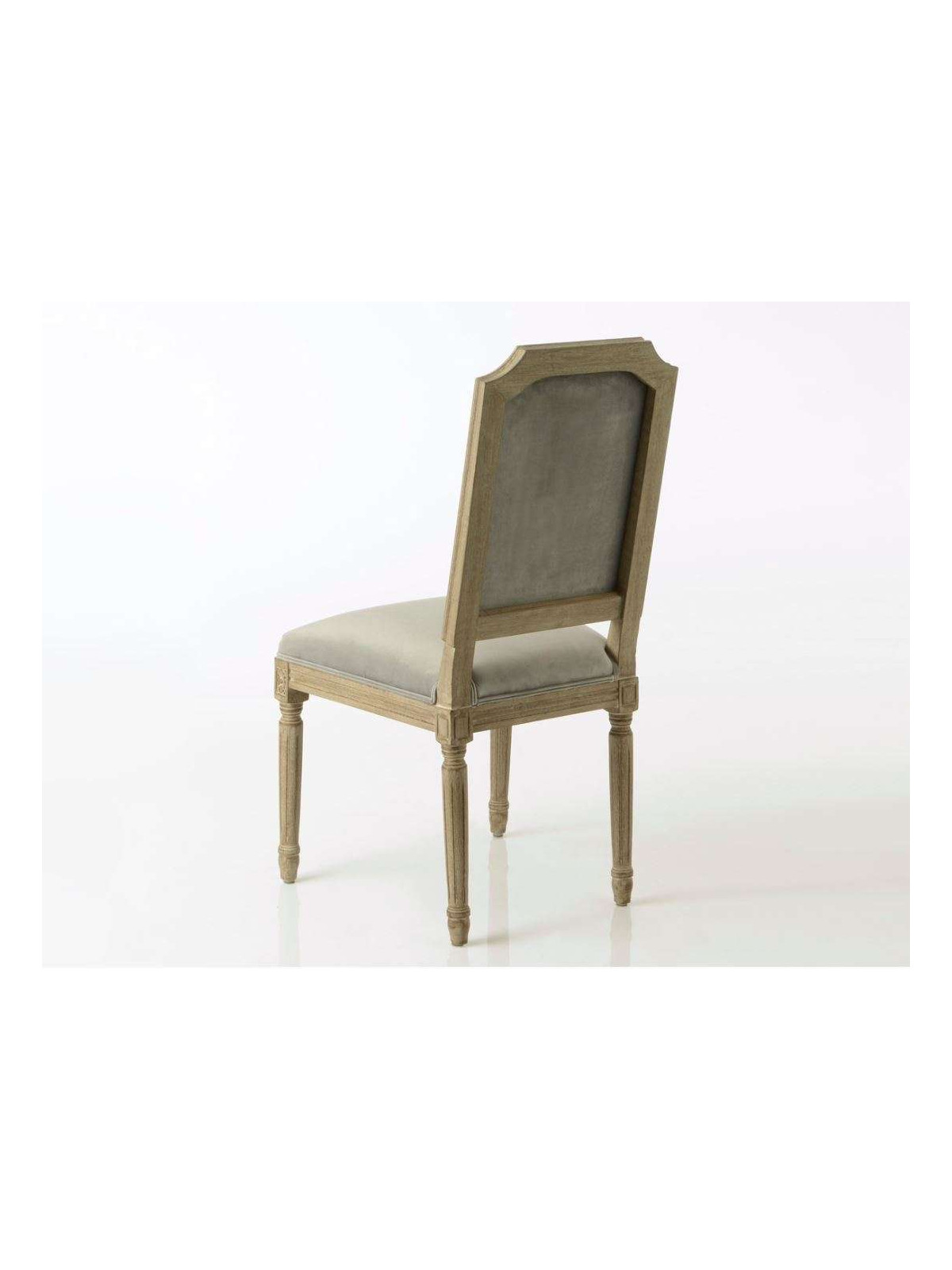 Chaise Louis XVI cérusée velours gris