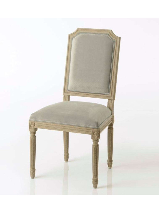 Chaise Louis XVI cérusée velours gris