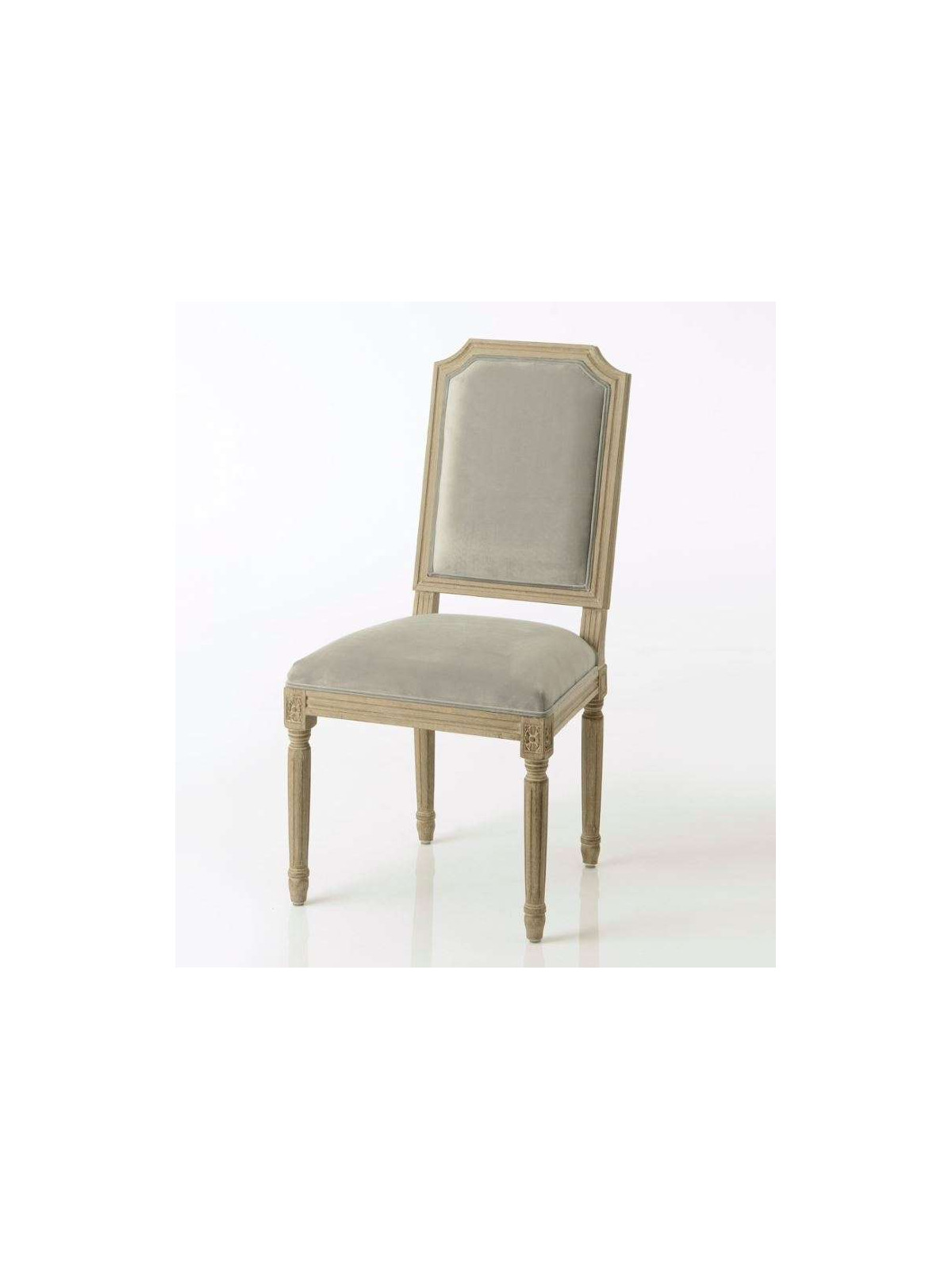 Chaise Louis XVI cérusée velours gris
