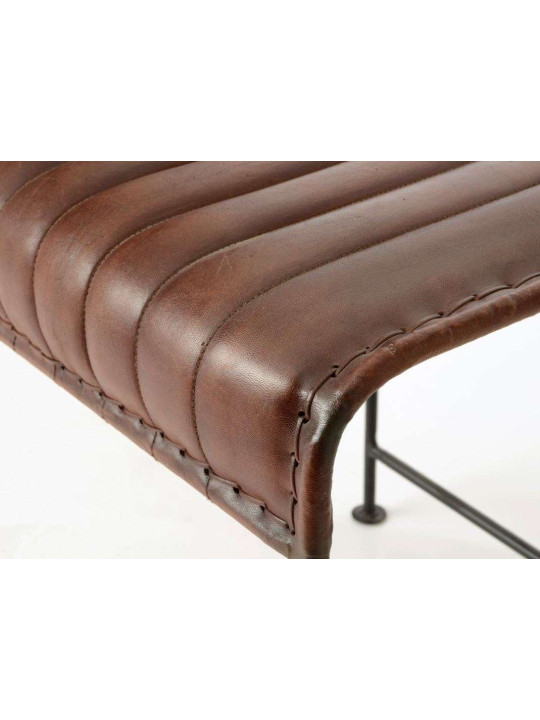 Tabouret vintage métal et cuir marron Amadeus