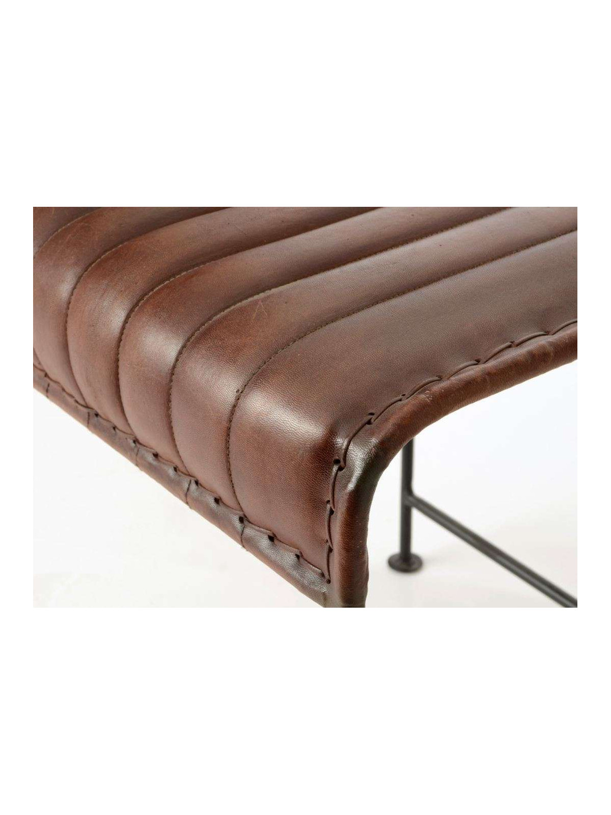 Tabouret vintage métal et cuir marron Amadeus