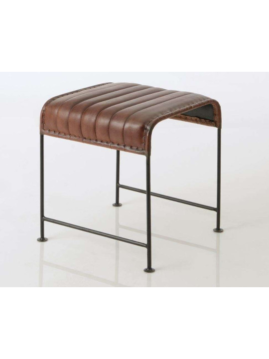 Tabouret vintage métal et cuir marron Amadeus