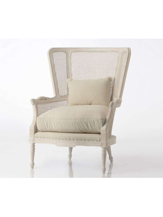 Fauteuil bergère large canné