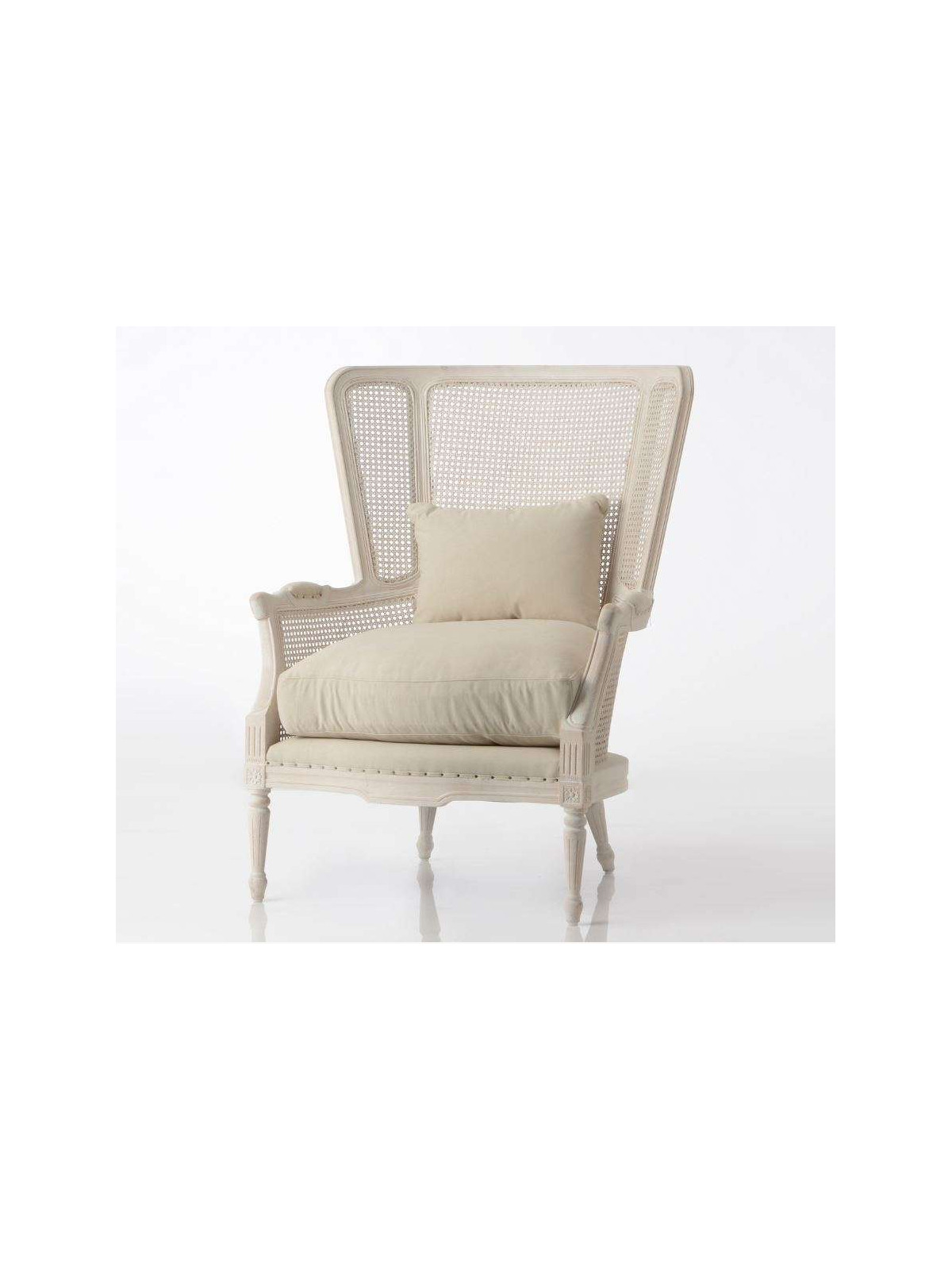 Fauteuil bergère large canné