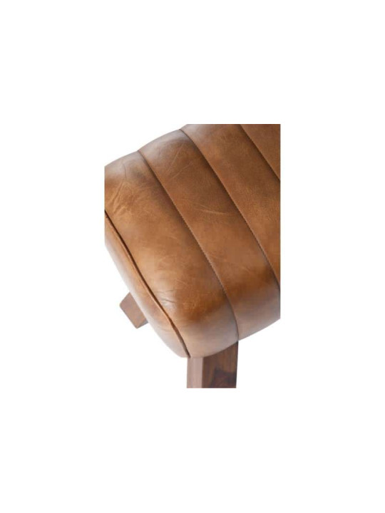 Grand tabouret de cheval cuir vintage Jolipa