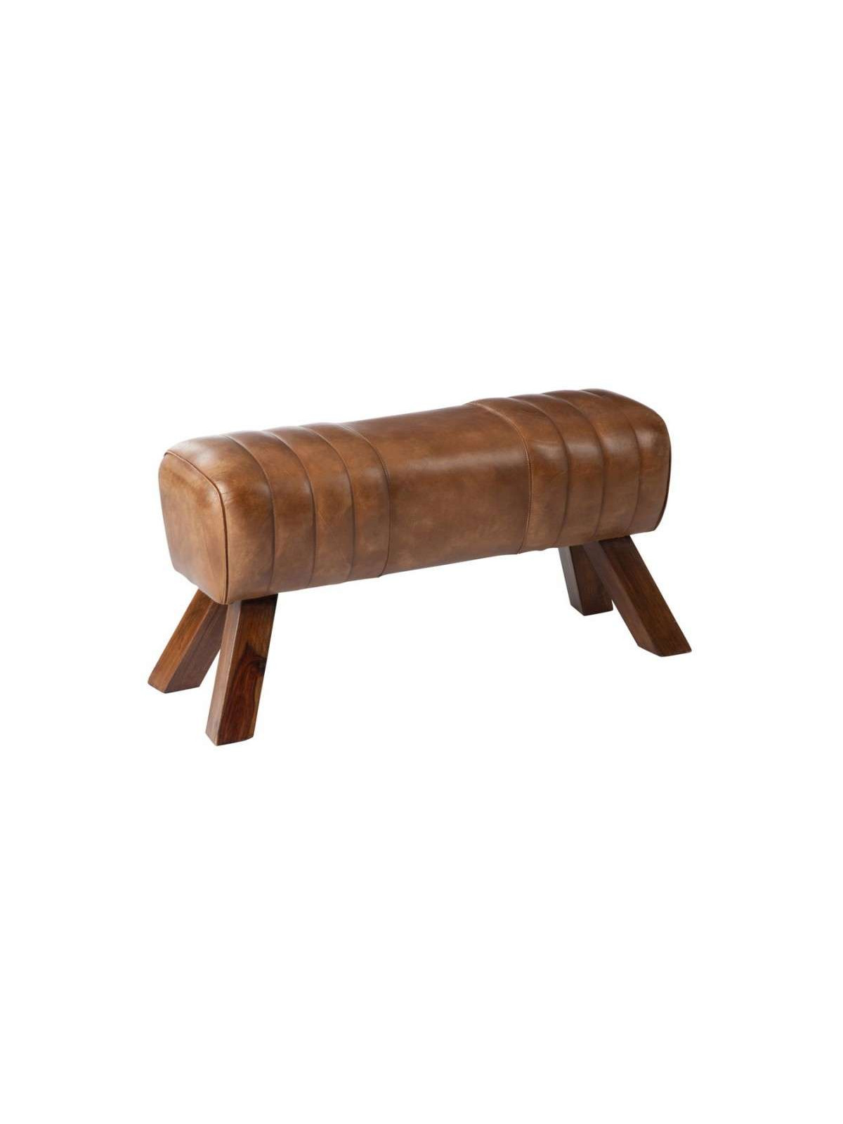 Grand tabouret de cheval cuir vintage Jolipa