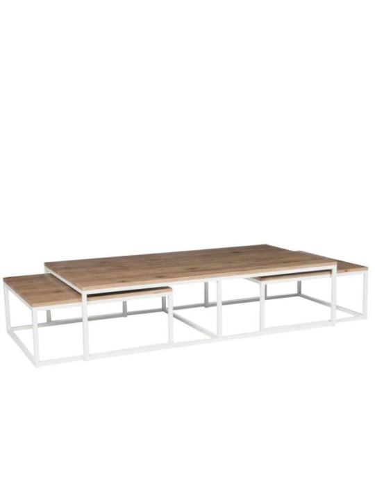 Tables de salon gigognes métal blanc et bois Jolipa