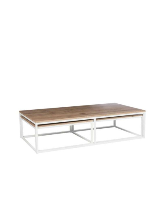 Tables de salon gigognes métal blanc et bois Jolipa