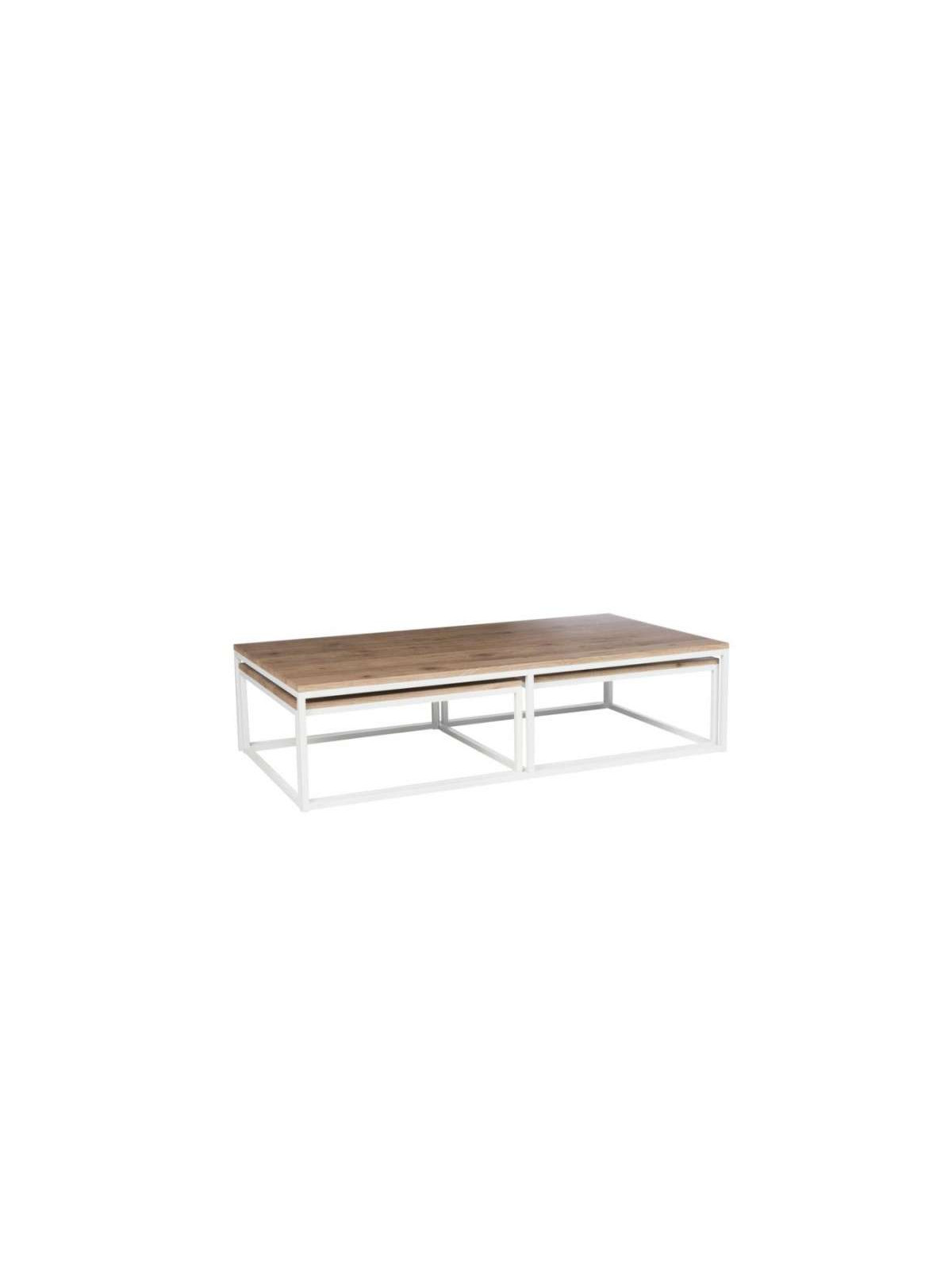 Tables de salon gigognes métal blanc et bois Jolipa