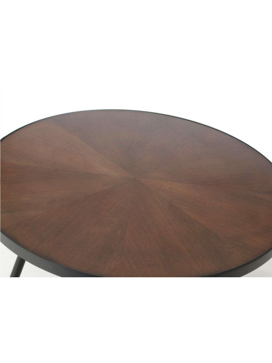 Table basse ronde chic marron et métal Touquet