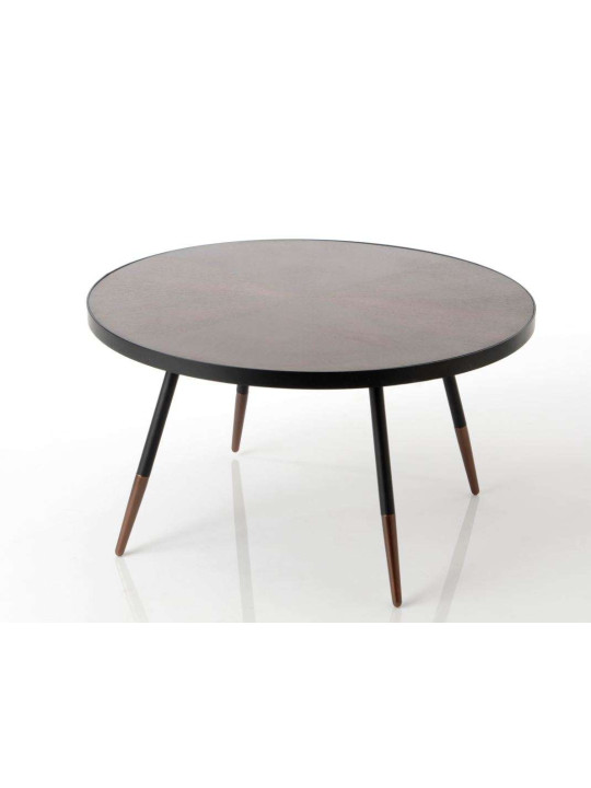 Table basse ronde chic marron et métal Touquet