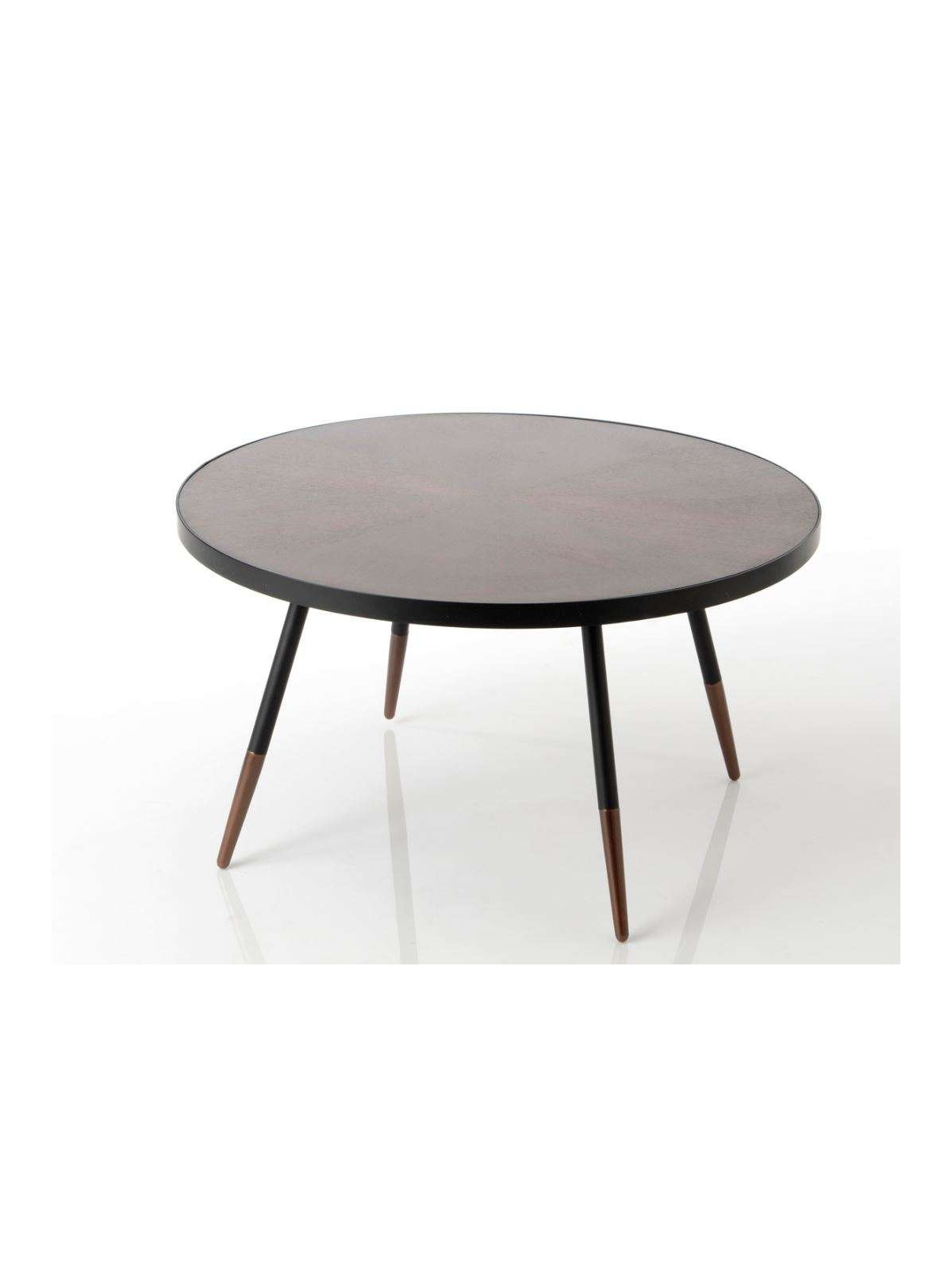 Table basse ronde chic marron et métal Touquet