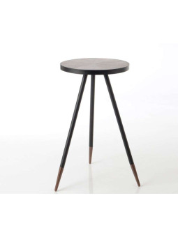 Sellette ronde chic marron et métal Touquet