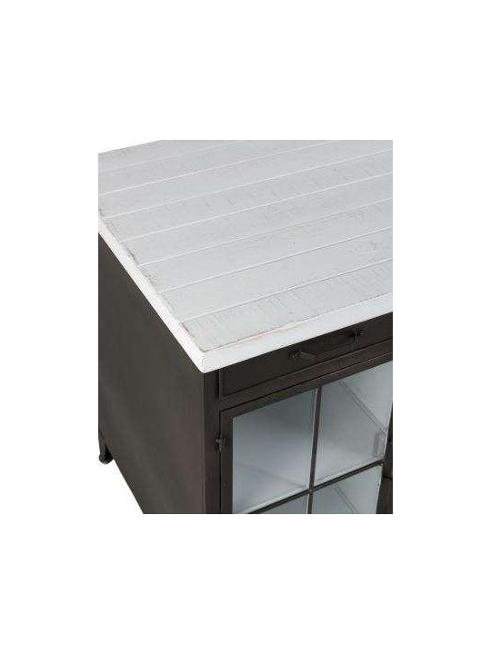 Bureau industriel plateau bois blanc avec placards Jolipa