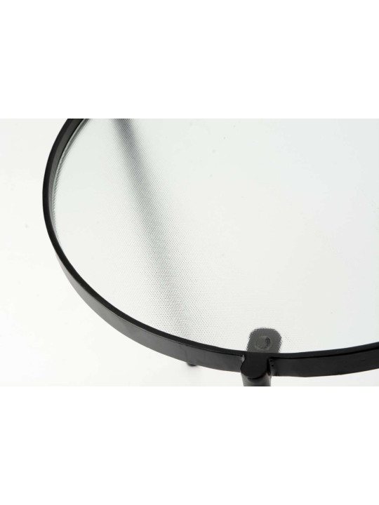 Petite table basse ovale en métal et verre