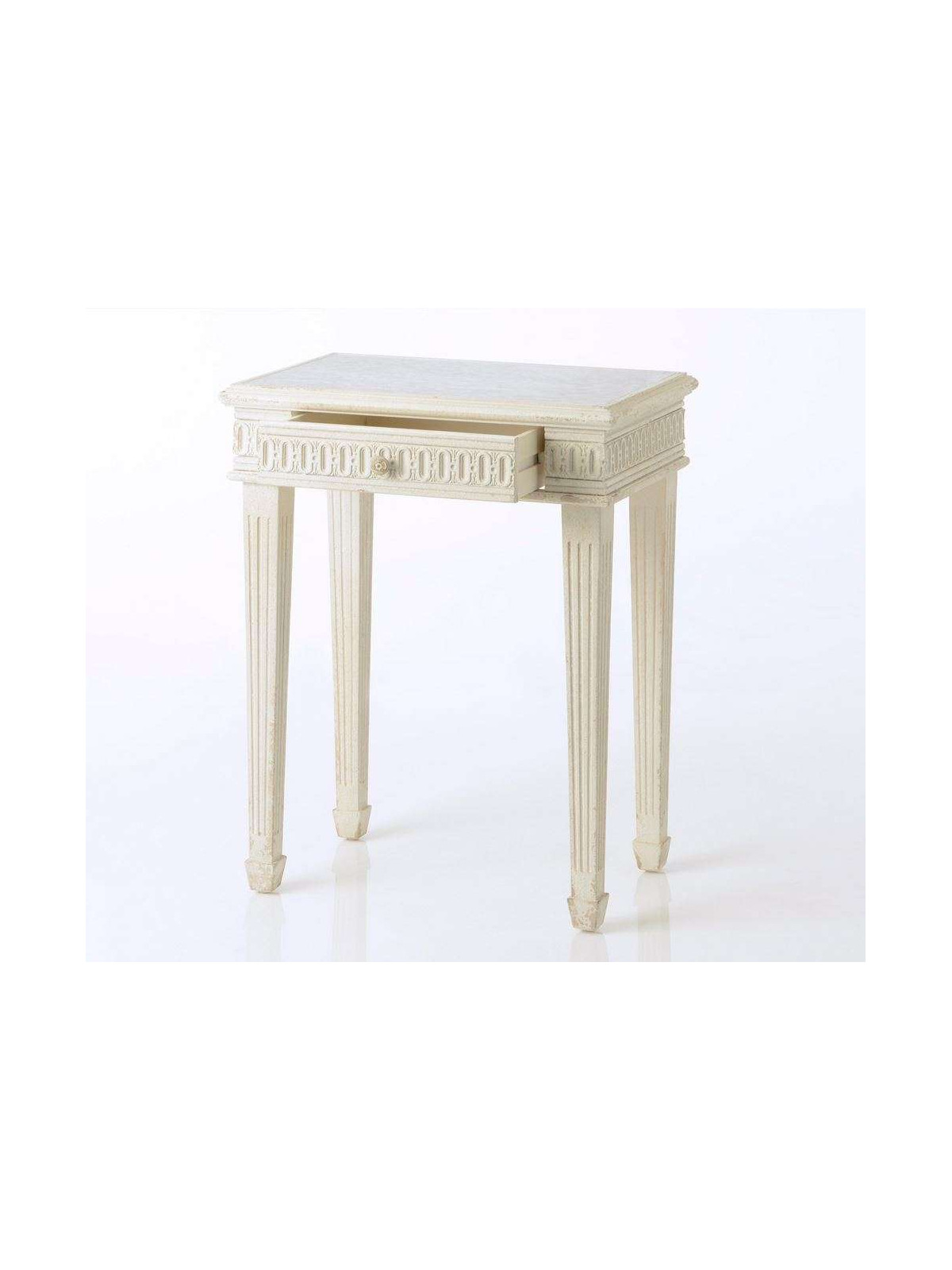 Bout de canapé miroir bois beieg vieilli