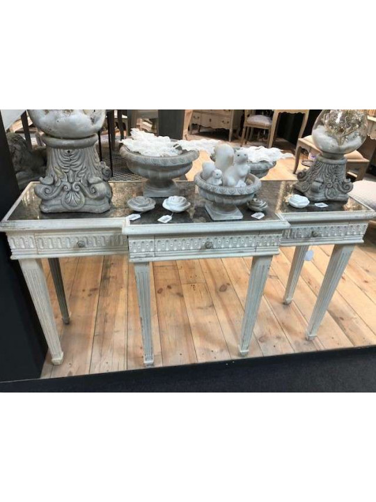 Console avec miroir bois beige vieilli