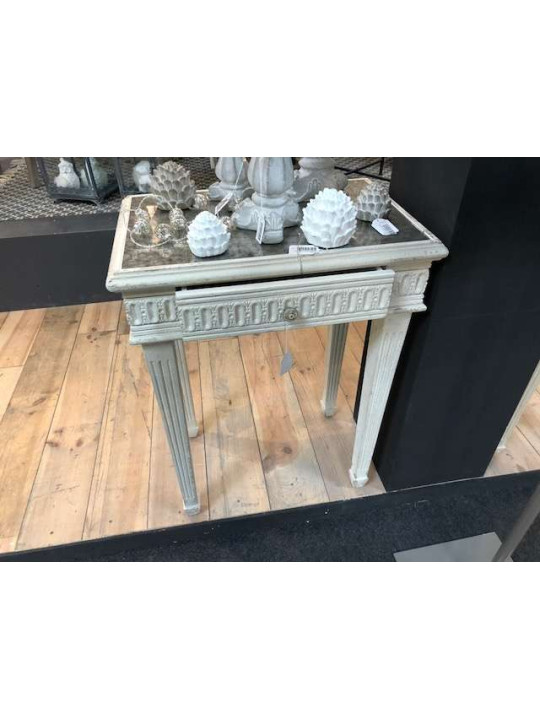 Console avec miroir bois beige vieilli